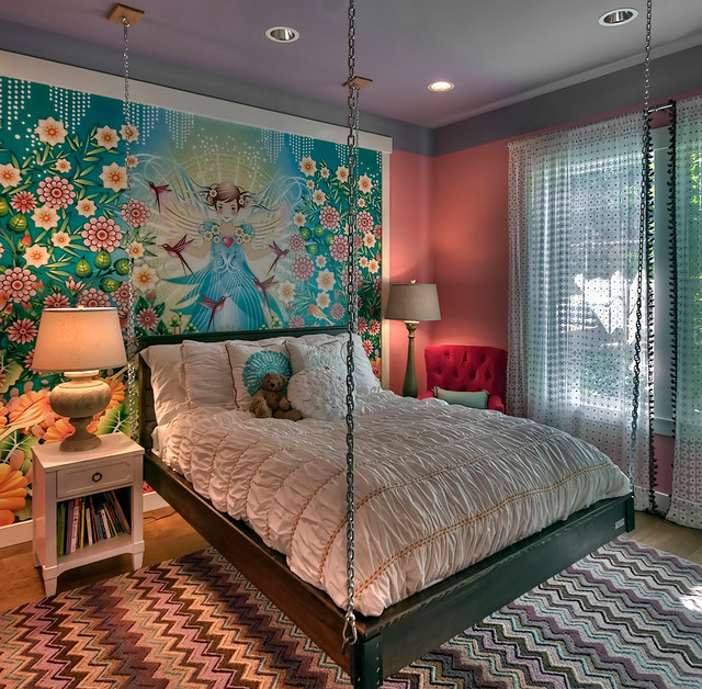 Cool Rooms Interior Extraordinary Cool Rooms For Girls Interior Beautified With Full Of Mural Covering The Center Wall With Hanging Bed Bedroom  30 Creative And Colorful Teenage Bedroom Ideas For Beautiful Girls