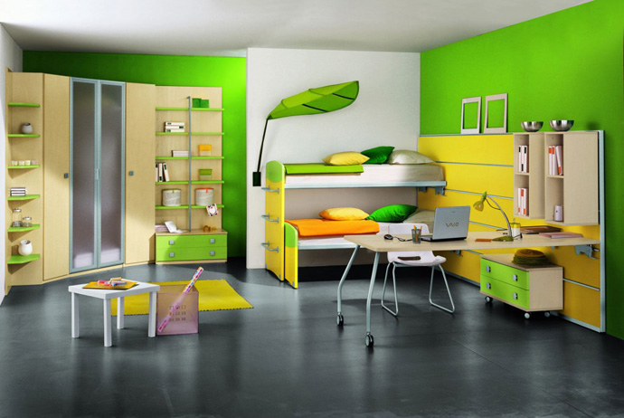 Catching Cheerful Application Eye Catching Cheerful Color Combination Application Found Inside Green Kids Room With Yellow And Orange Accent Kids Room Creative Kids Playroom Design Ideas In Beautiful Themes