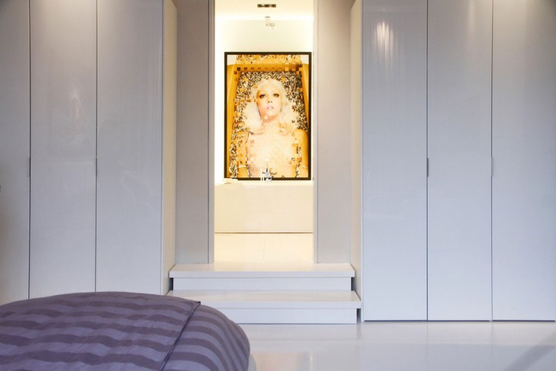 Catching Nude On Eye Catching Nude Painting Studded On Chic Montreal Penthouse Bathroom Center Wall With Bright Lighting Decoration Modest Home Decor And Modern Furniture Of Monochromatic Themes