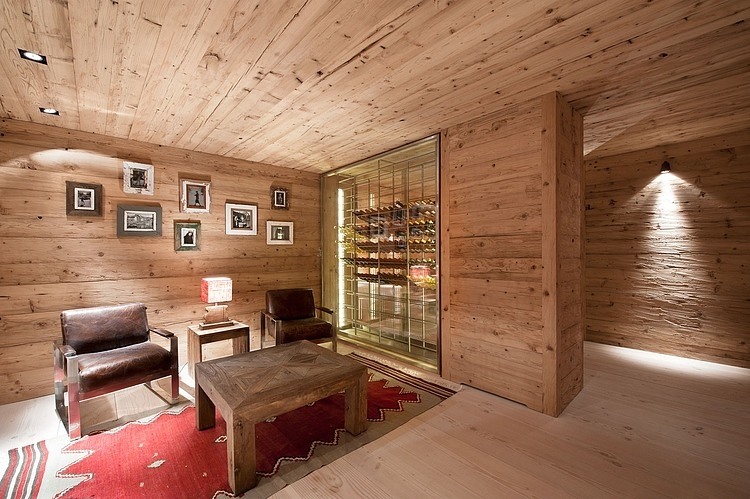 Catching Glass In Eye Catching Glass Wine Cellar In Chalet Gstaad Amaldi Neder Architectes Corner With Seating Space Idea Decoration  Eclectic White Chalet Decoration With Wooden Veneer For Walls