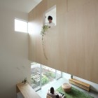 Azuchi House Interior Fabulous Azuchi House Sumiou Mizumoto Interior Design With Indoor Plants And Open Bookcase Under It Decoration Outstanding Single Family House In Minimalist Wooden Decoration