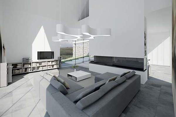 Contemporary Living White Fabulous Contemporary Living Room With White Pendant Light In Single Family House In Garby On White Ceiling And Wall Decoration Stunning Holiday Home For Single Family Residence In Poland