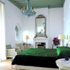 Emerald Green The Fabulous Emerald Green Bedspread On The White Bed Under The Gorgeous Blue Chandelier In Comfortable Bedroom Decoration Shining Room Painting Ideas With Jewel Vibrant Colors