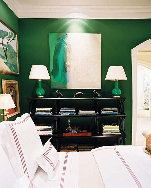 Green Wall Emerald Fantastic Green Wall In The Emerald Green Bedroom With White Bed And Black Bookshelves Near It Decoration  Shining Room Painting Ideas With Jewel Vibrant Colors