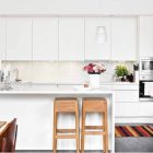 White Room Mixed Fantastic White Room Decoration Beautifully Mixed With Modern Kitchen Bar And Colorful Carpet And Artistic Accessories On White Wall Kitchens Fabulous White Kitchen Design In Cleanness And Fashionable Decoration