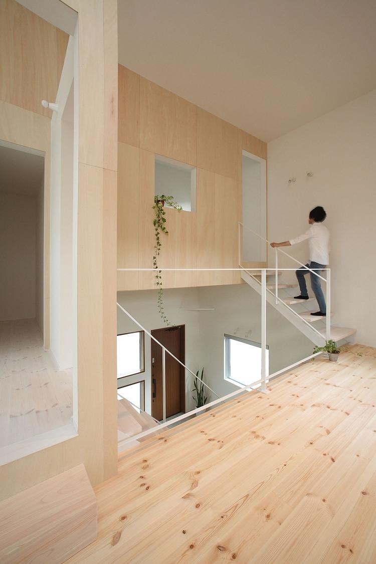 Azuchi House Interior Fascinating Azuchi House Sumiou Mizumoto Interior With White Oak Floor And Small White Staircase Design Ideas Decoration  Outstanding Single Family House In Minimalist Wooden Decoration