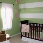 Green And Center Fresh Green And White Striped Center Wall With Quote Hitting Dark Black Painted Crib To Enhance Baby Crib Sets Kids Room Classy Baby Crib Sets For Contemporary And Eclectic Interior Design