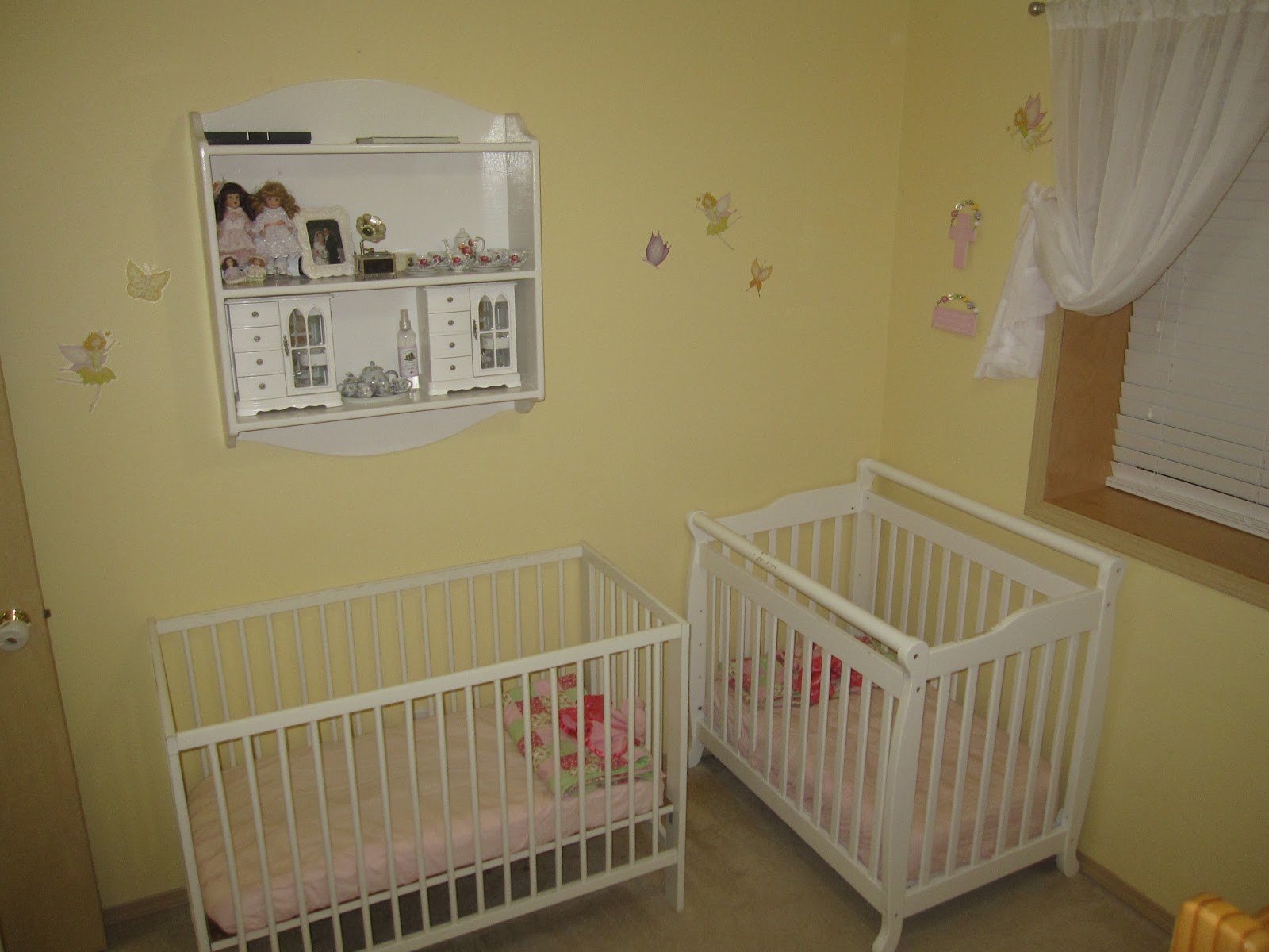 Yellow Themed For Fresh Yellow Themed Baby Nursery For Twin Babies Completed With White Mini Cribs Set In L Letter Layout Kids Room Minimalist Mini Cribs In Various Room Designs