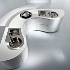 Organic Kitchen Unique Glamorous Organic Kitchen Set With Unique Shaped Mixed With Steel Countertop And White Interior Kitchen Decoration Kitchens Fabulous White Kitchen Design In Cleanness And Fashionable Decoration