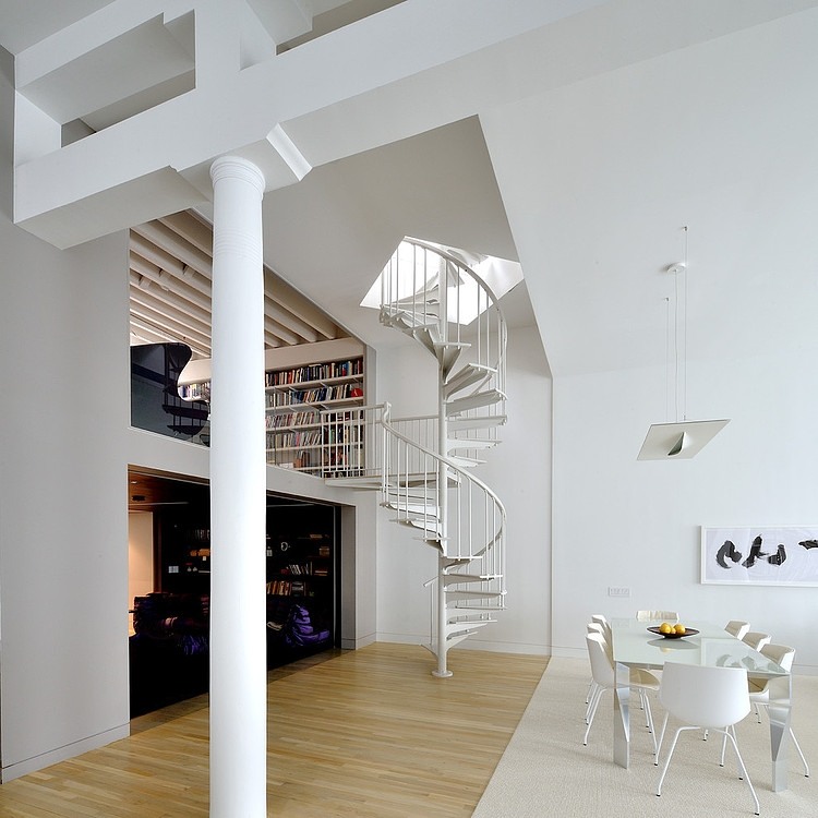 Broadway Duplex Hotson Gorgeous Broadway Duplex Loft David Hotson Architect Dining Room Connected With Library By Staircase Apartments  Magnificent Duplex Loft Interior With Minimalist Furniture