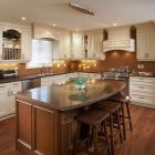 Wooden Kitchen Kitchen Gorgeous Wooden Kitchen Island In Kitchen Floor Plans With Marble Countertop With Luxury Furniture In Beige Wooden Material Kitchens 12 Elegant Kitchen Floor Plans To Strengthen The Lovely Kitchen Character