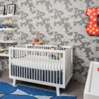 Grey And Nursery Imposing Grey And White Themed Nursery Room For Boy Integrating White Crib On Center Wall With L Letter Kids Room Lavish White Crib Designed In Contemporary Style For Main Furniture