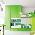 White And Room Imposing White And Green Kids Room Idea For Boys And Girls Brightened By Floor To Ceiling Transparent Blinded Wall Kids Room Creative Kids Playroom Design Ideas In Beautiful Themes