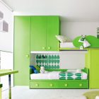 White And Room Imposing White And Green Kids Room Idea For Boys And Girls Brightened By Floor To Ceiling Transparent Blinded Wall Kids Room Creative Kids Playroom Design Ideas In Beautiful Themes