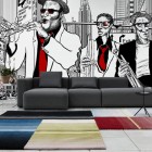 Jazz Band In Incredible Jazz Band Wall Decor In Modern Minimalist Living Room Decorated With Grey Sofa Furniture Design Ideas Decoration Unique Wall Decoration For An Elegant Home Interior Concepts