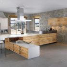 Kitchen Wall Gray Incredible Kitchen Wall Finish Using Gray Schemed Wall Involved Wooden Kitchen Island Connected With Wooden Dining Table Kitchens Various French Kitchen Styles In Pretty Layout