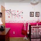 Pink And Nursery Incredible Pink And Magenta Themed Nursery Room For Girl Furnished With Mini Crib Bedding With Floral Pattern Kids Room Astonishing Mini Crib Bedding Designed In Minimalist Model For Mansion