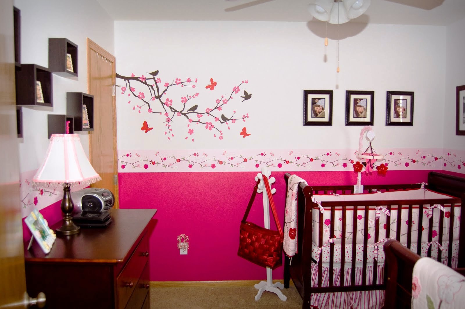 Pink And Nursery Incredible Pink And Magenta Themed Nursery Room For Girl Furnished With Mini Crib Bedding With Floral Pattern Kids Room  Astonishing Mini Crib Bedding Designed In Minimalist Model For Mansion