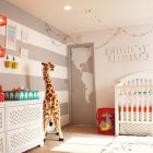 K Letter Studded Interesting K Letter With Lamps Studded On Grey And White Striped Wall To Match White Crib And Dresser Kids Room Lavish White Crib Designed In Contemporary Style For Main Furniture
