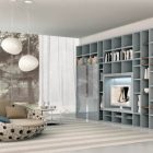 Shelves Soft Furniture Interesting Shelves Soft Blue Grey Furniture In Modern Design And Small Daybed Furniture With White Chandelier Lighting Ideas Living Room Adorable Modern Living Room For Stylish Young People Mansion