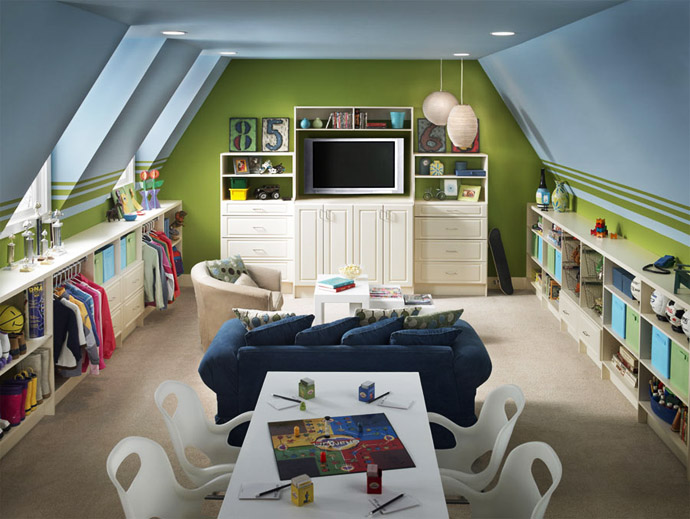 Green Kids Base Large Green Kids Room Involving Base Cabinets On Both Sides Of Room For Fashion And Toys Storage Set Neatly Kids Room Creative Kids Playroom Design Ideas In Beautiful Themes