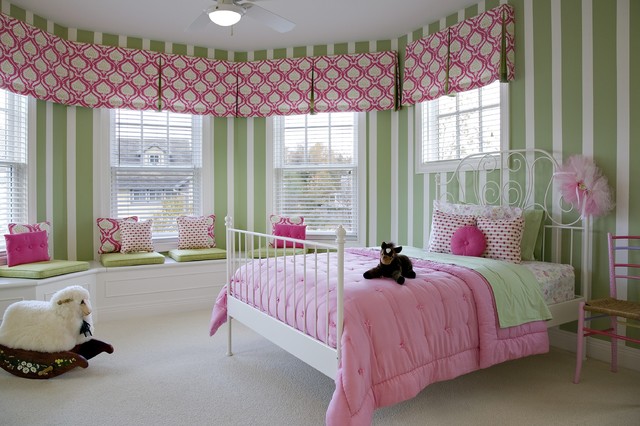 Green White Covering Large Green White Striped Wallpaper Covering Entire Part Of Cool Rooms For Girls Wall With Patterned Shade On Window Bedroom 30 Creative And Colorful Teenage Bedroom Ideas For Beautiful Girls