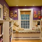 Purple And Room Lovely Purple And White Kids Room With Large Bookcase In White And Cozy White Bay Seats Window Kids Room Fantastic Kids Room Decoration That Make Imaginations Come True