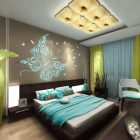 Green Kids Girls Luxurious Green Kids Room For Girls Decorated In Brown With Blue And Green Splash On Standing Lamp And Bedding Kids Room Creative Kids Playroom Design Ideas In Beautiful Themes