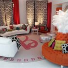 White Rounded In Luxurious White Rounded Sectional Sofa In Modern Living Room Style And Red Decoration As Full Of Passion Atmosphere Living Room Vibrant Living Room Decoration With Colorful Furniture