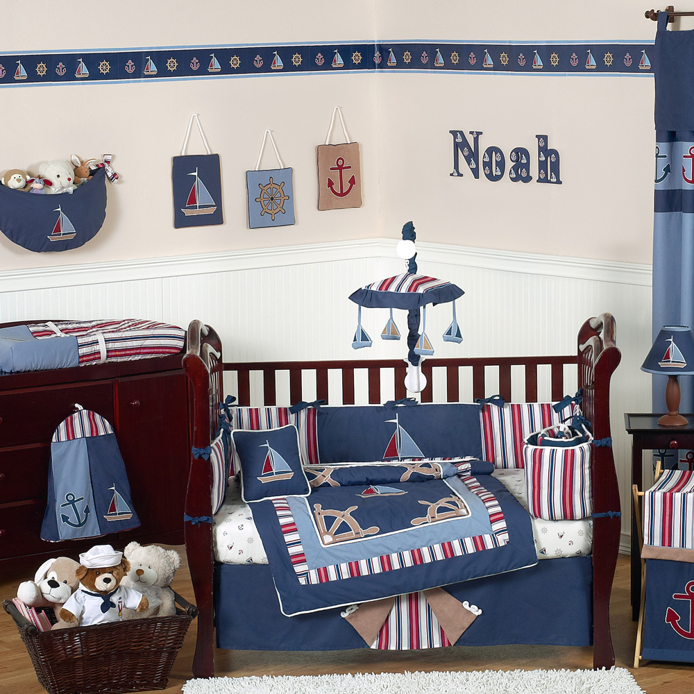 Home Baby Idea Masculine Home Baby Boy Nursery Idea Dominated In Blue And Red Baby Boy Crib Bedding With Nautical Concept Kids Room  Enchanting Baby Boy Crib Bedding Applied In Colorful Baby Room