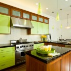 Eclectic Kitchen Color Mesmerizing Eclectic Kitchen With What Color Matches With Green On Storage And Hanging Lamp Involved Glossy Kitchen Island Decoration Chic Home Decorating With Stylish Green Color Combinations