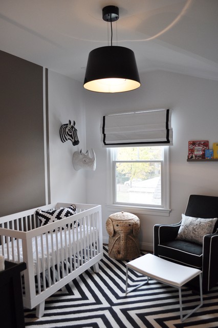 Black And Baby Minimalist Black And White Themed Baby Nursery Completed With White Crib Involving Zigzag Patterned Pillows Kids Room Lavish White Crib Designed In Contemporary Style For Main Furniture