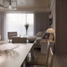 Home Unitary Maximized Minimalist Home Unitary Room Idea Maximized For Dining And Living Room With Cool Sheer Curtain Covering Window Decoration Awesome Neutral Room Designs In Beige Color Combinations
