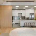 White Apartment Kitchen Minimalist White Apartment Inspiration Open Kitchen Idea Arranged In G Shaped Layout With Big Recessed Lamps Apartments Luminous White Loft With Vibrant Accent Colors In The Middle Of New York City
