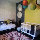 Baby Boy With Modern Baby Boy Nursery Decorated With Grey And Yellow Center Wall For Boy Crib Bedding Enhanced With Wallpaper Kids Room Vivacious Boys Crib Bedding Sets Applied In Modern Vintage Interior