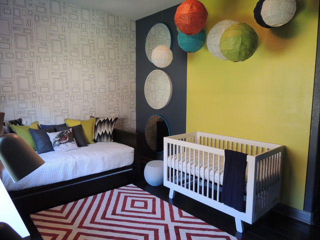 Baby Boy With Modern Baby Boy Nursery Decorated With Grey And Yellow Center Wall For Boy Crib Bedding Enhanced With Wallpaper Kids Room Vivacious Boys Crib Bedding Sets Applied In Modern Vintage Interior