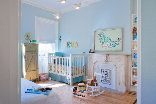 Kids Bedroom Baby Modern Kids Bedroom Idea With Baby Crib Sets Completed By Blue And White Skirt To Match Blue Painted Wall Kids Room Classy Baby Crib Sets For Contemporary And Eclectic Interior Design