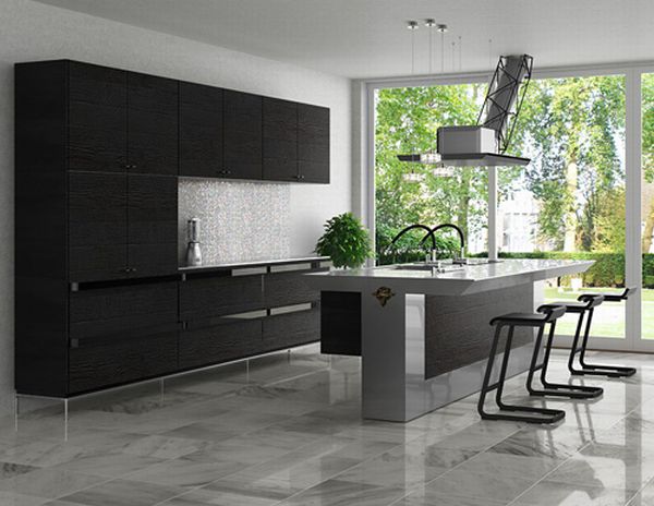 Kitchen With Leone Modern Kitchen With Stylish INO Leone Collection And Dark Cabinets Near Grey Backsplash On Grey Tile Floor Kitchens Fresh Kitchen Design In New Elegant Modern Concepts