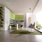 White And Room Modern White And Green Kids Room Idea Maximized With Floor To Ceiling Cabinet Wardrobe And Bedding And Desk Kids Room Creative Kids Playroom Design Ideas In Beautiful Themes