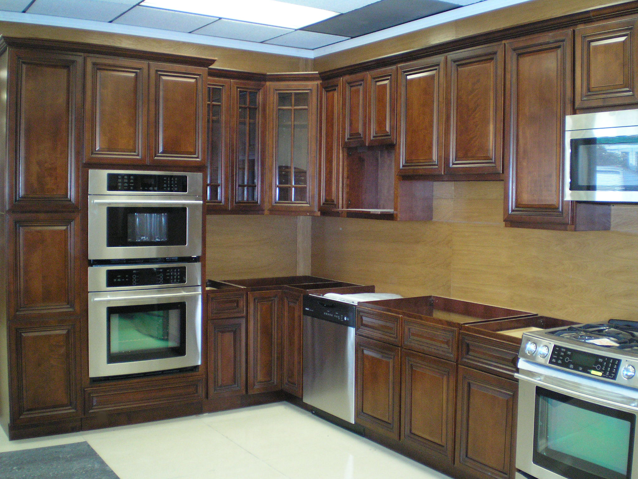 Wooden Kitchen In Natural Wooden Kitchen Cabinet Ideas In Dark Brown With Modern Appliances Combined With White Glossy Porcelain Floor Design Kitchens  Charming Kitchen Cabinet Ideas Arranged In Stylish Ways