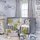 Grey And Baby Neutral Grey And Green Themed Baby Boy Crib Bedding To Match The Grey Themed Baby Boy Themed Wall Kids Room Enchanting Baby Boy Crib Bedding Applied In Colorful Baby Room