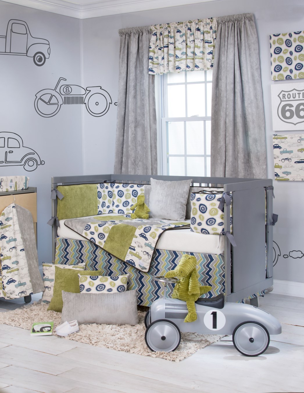 Grey And Baby Neutral Grey And Green Themed Baby Boy Crib Bedding To Match The Grey Themed Baby Boy Themed Wall Kids Room  Enchanting Baby Boy Crib Bedding Applied In Colorful Baby Room