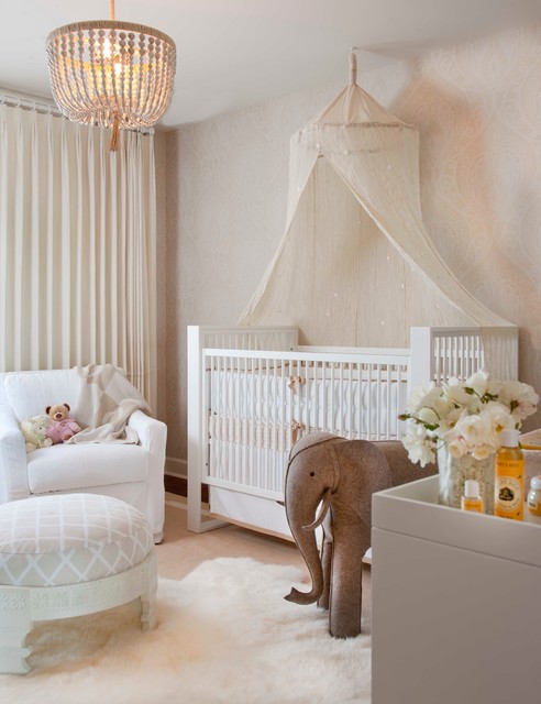 Nursery Decor In Neutral Nursery Decor Ideas Painted In Ivory Scheme Balanced By White To Cover The Crib With Canopy And Lounge Decoration Lovely Nursery Decor Ideas With Secured Bedroom Appliances