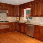 Style Kitchen From Old Style Kitchen Cabinet Ideas From Wooden Material Combined With Concrete Tile Backsplash Decoration In L Shaped Design For Home Inspiration Kitchens Charming Kitchen Cabinet Ideas Arranged In Stylish Ways