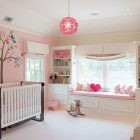 Pink Baby With Ordinary Pink Baby Nursery Idea With Brown And White Crib Completed With Built In Open Storage And Bench Kids Room Lavish White Crib Designed In Contemporary Style For Main Furniture