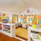 White And Chat Playful White And Yellow Themed Chat Room For Kids Enhanced With A Lot Of Toys Stored Neatly On Open Storage Kids Room Engaging Chat Room For Kids Activities And Decorations Ideas