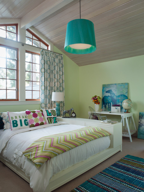 Light Green Rooms Refreshing Light Green Painted Cool Rooms For Girls Designed With Attic Ceiling And Wide Windows With Curtain Bedroom  30 Creative And Colorful Teenage Bedroom Ideas For Beautiful Girls