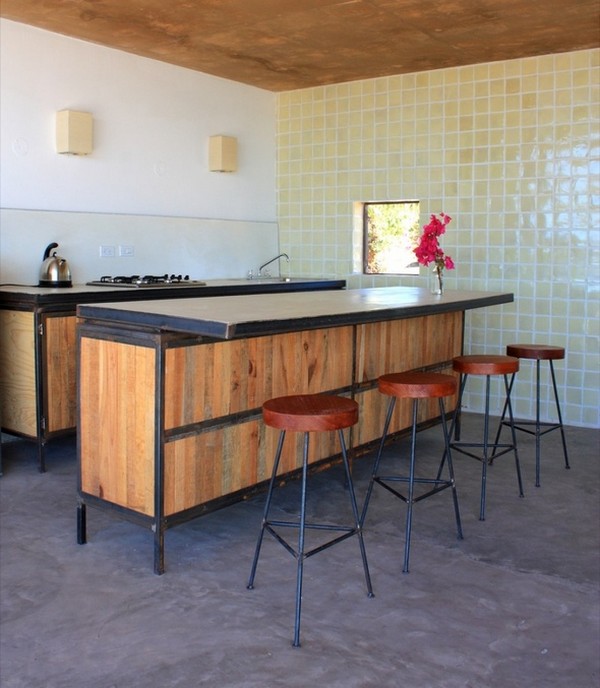 Look Of Bar Rustic Look Of Vintage Kitchen Bar Decorated With Pink Flower Arrangement In Amazing Kitchen Of Dazzling Santos Building Dream Homes Stunning Holiday Home With Exquisite Concrete Pools