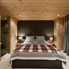 Wooden Chalet Neder Simple Wooden Chalet Gstaad Amaldi Neder Architectes Bedroom Suite Displaying Double Bed With Lamps Decoration Eclectic White Chalet Decoration With Wooden Veneer For Walls