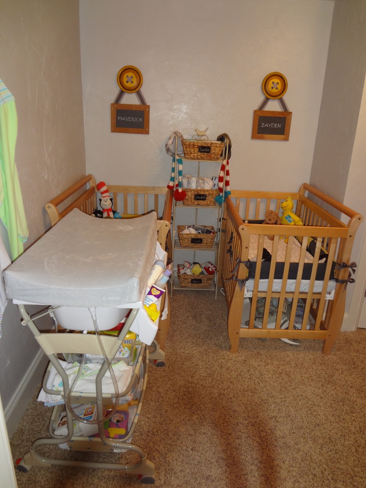 Cream Themed With Small Cream Themed Baby Nursery With Double Mini Cribs And Open Diaper Tray For Changing Baby Diaper Kids Room Minimalist Mini Cribs In Various Room Designs